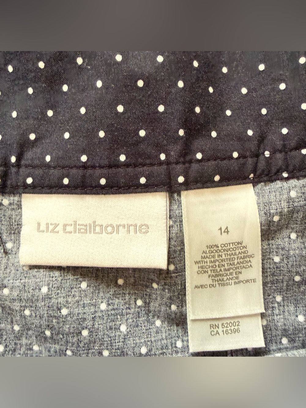 Liz Claiborne Navy Polka Dot Pleated Novelty Print Skirt 14 - Picture 3 of 7